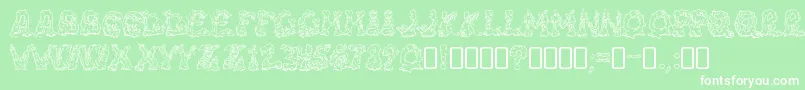 フォントRiotacttwoRegular – 緑の背景に白い文字
