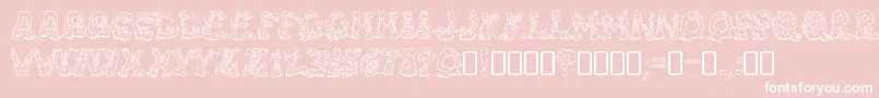 RiotacttwoRegular-Schriftart – Weiße Schriften auf rosa Hintergrund