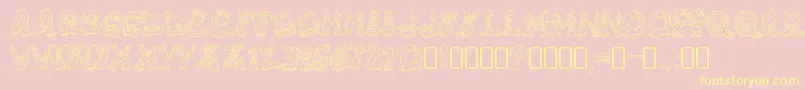 Fonte RiotacttwoRegular – fontes amarelas em um fundo rosa