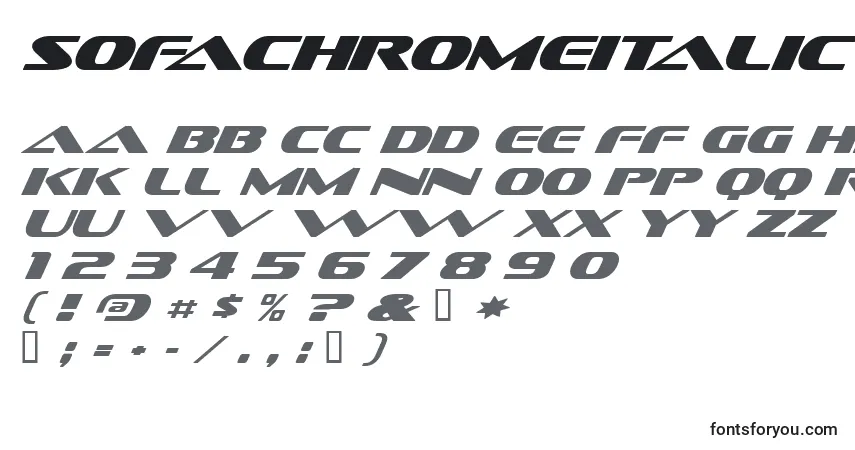Schriftart SofachromeItalic – Alphabet, Zahlen, spezielle Symbole
