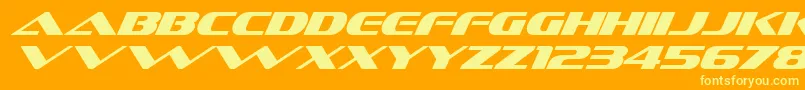 Fonte SofachromeItalic – fontes amarelas em um fundo laranja