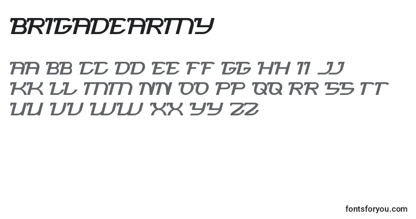 Шрифт BrigadeArmy – алфавит, цифры, специальные символы