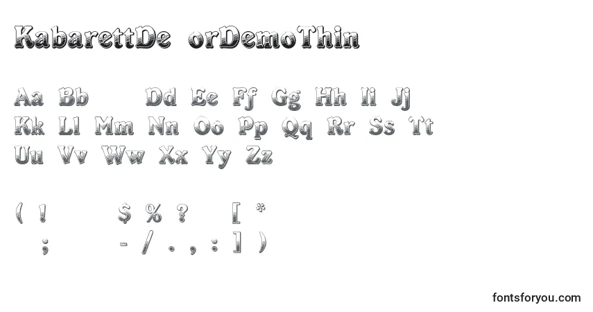 A fonte KabarettDecorDemoThin – alfabeto, números, caracteres especiais