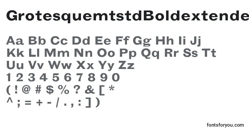 A fonte GrotesquemtstdBoldextended – alfabeto, números, caracteres especiais