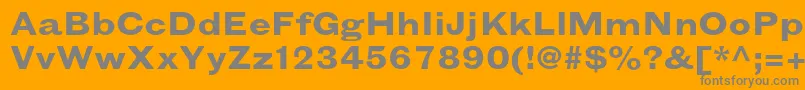 GrotesquemtstdBoldextended-Schriftart – Graue Schriften auf orangefarbenem Hintergrund