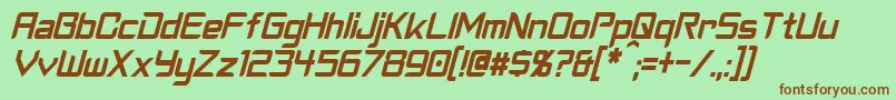フォントCyberverseCondensedItalic – 緑の背景に茶色のフォント