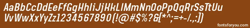 SteagislerItalic-fontti – valkoiset fontit ruskealla taustalla