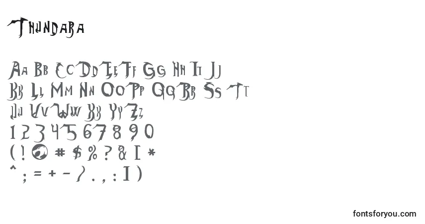 Schriftart Thundara – Alphabet, Zahlen, spezielle Symbole