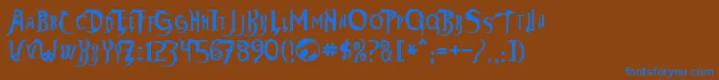 フォントThundara – 茶色の背景に青い文字