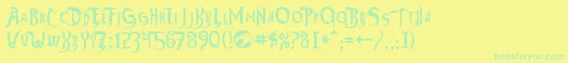 フォントThundara – 黄色い背景に緑の文字