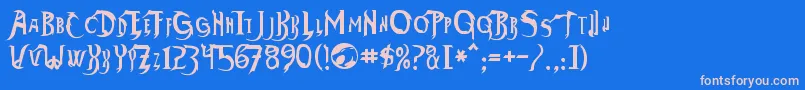 フォントThundara – ピンクの文字、青い背景