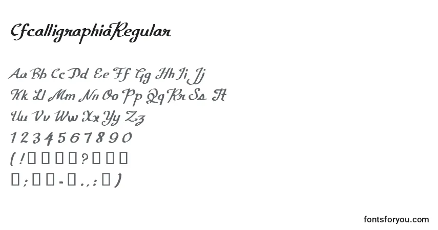 A fonte CfcalligraphiaRegular – alfabeto, números, caracteres especiais