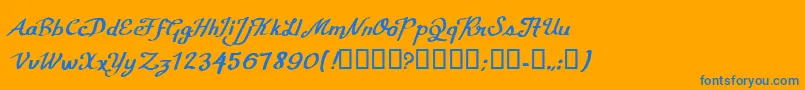 CfcalligraphiaRegular-Schriftart – Blaue Schriften auf orangefarbenem Hintergrund