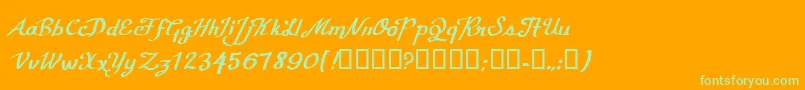 CfcalligraphiaRegular-Schriftart – Grüne Schriften auf orangefarbenem Hintergrund