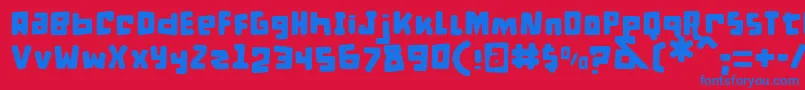 フォントDPuntillasBToTiptoe – 赤い背景に青い文字