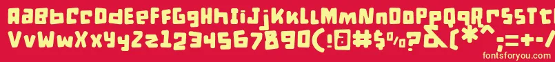 フォントDPuntillasBToTiptoe – 黄色の文字、赤い背景