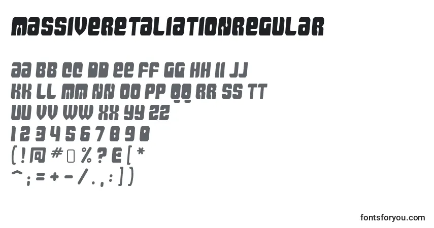 Czcionka MassiveretaliationRegular – alfabet, cyfry, specjalne znaki