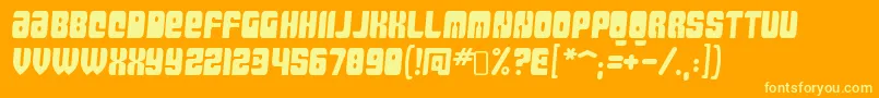 Więcej informacji o czcionce MassiveretaliationRegular Czcionka MassiveretaliationRegular – żółte czcionki na pomarańczowym tle