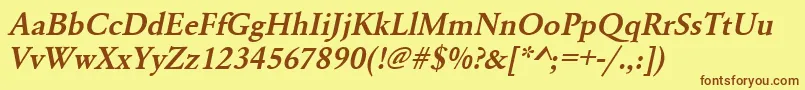 UrwgaramondtdemOblique-fontti – ruskeat fontit keltaisella taustalla