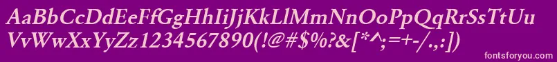 UrwgaramondtdemOblique Font – Pink Fonts on Purple Background