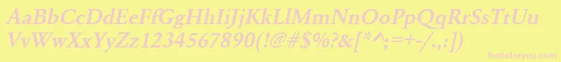 UrwgaramondtdemOblique Font – Pink Fonts on Yellow Background