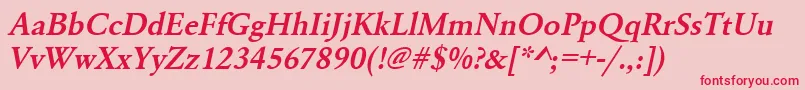 UrwgaramondtdemOblique Font – Red Fonts on Pink Background