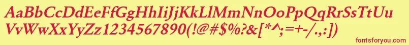 UrwgaramondtdemOblique Font – Red Fonts on Yellow Background