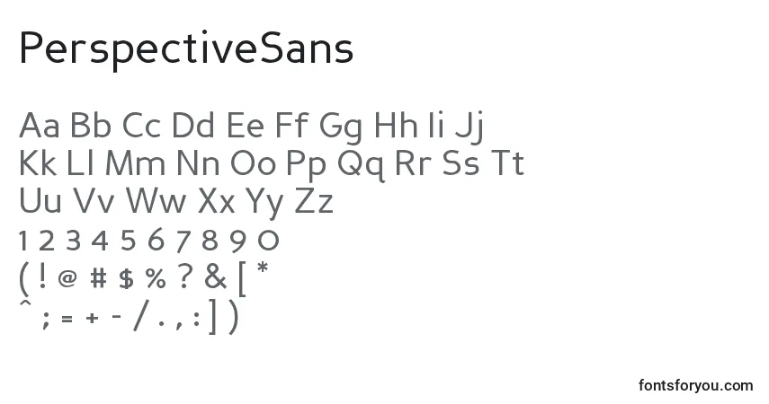 A fonte PerspectiveSans – alfabeto, números, caracteres especiais