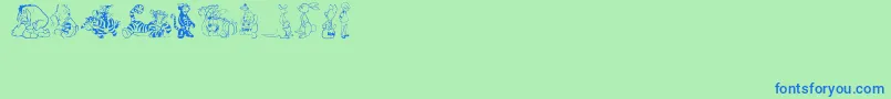 PoohBear Font – Blue Fonts on Green Background