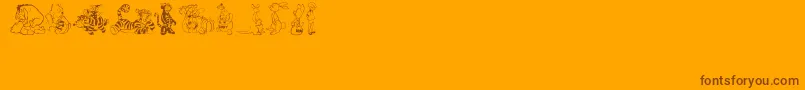 PoohBear-Schriftart – Braune Schriften auf orangefarbenem Hintergrund