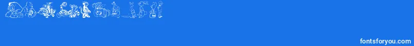 PoohBear-Schriftart – Weiße Schriften auf blauem Hintergrund