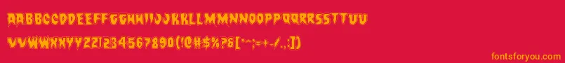 フォントCountsuckulaacad – 赤い背景にオレンジの文字