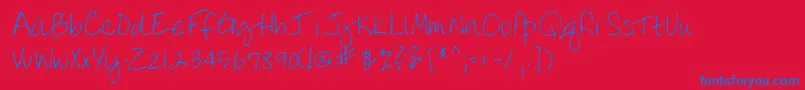 Lehn075 Font – Blue Fonts on Red Background