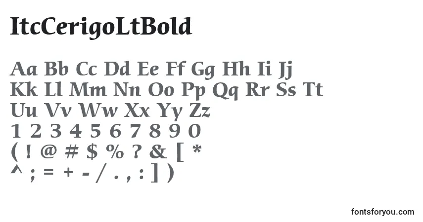 A fonte ItcCerigoLtBold – alfabeto, números, caracteres especiais