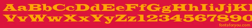 Czcionka JamesWide – pomarańczowe czcionki na czerwonym tle