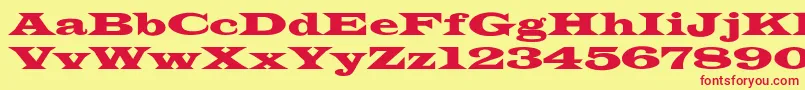 JamesWide-Schriftart – Rote Schriften auf gelbem Hintergrund
