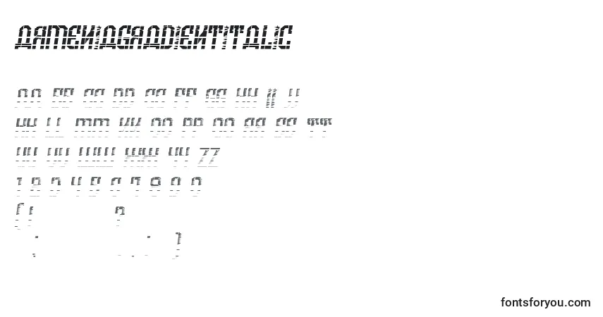 Schriftart ArmeniaGradientItalic – Alphabet, Zahlen, spezielle Symbole