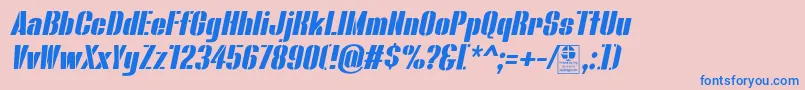 BluefishStencilItalicDemo Font – Blue Fonts on Pink Background