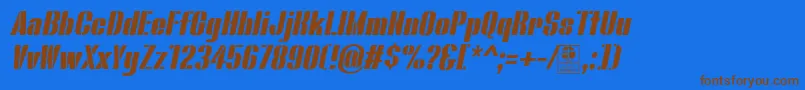 BluefishStencilItalicDemo Font – Brown Fonts on Blue Background