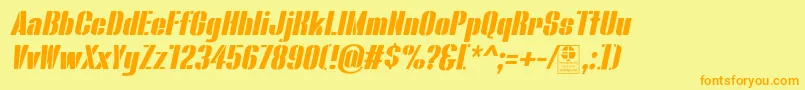 BluefishStencilItalicDemo Font – Orange Fonts on Yellow Background