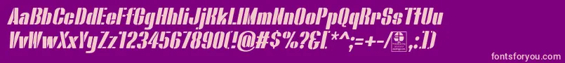 BluefishStencilItalicDemo Font – Pink Fonts on Purple Background