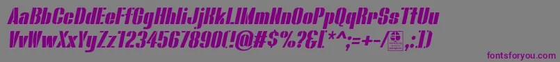 BluefishStencilItalicDemo Font – Purple Fonts on Gray Background