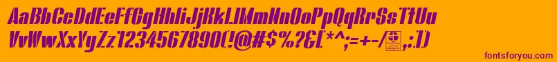 BluefishStencilItalicDemo Font – Purple Fonts on Orange Background
