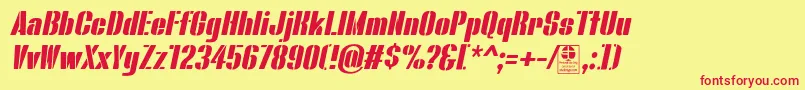 BluefishStencilItalicDemo Font – Red Fonts on Yellow Background