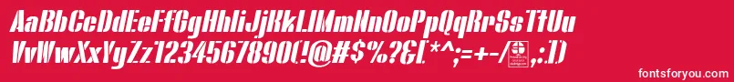 BluefishStencilItalicDemo Font – White Fonts on Red Background