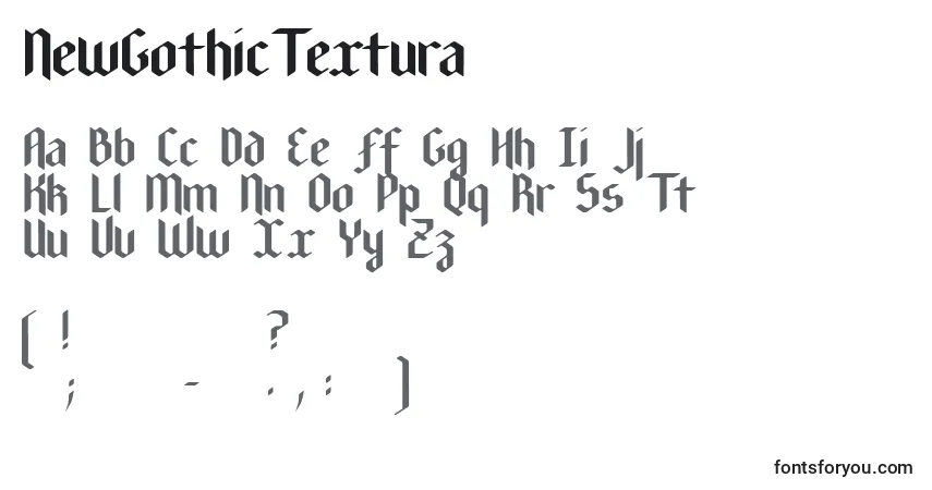 Schriftart NewGothicTextura – Alphabet, Zahlen, spezielle Symbole