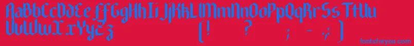 Fonte NewGothicTextura – fontes azuis em um fundo vermelho