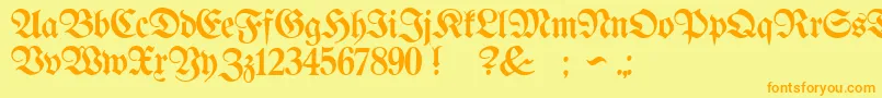 Weitere Informationen zur ProclamateLightLight-Schriftart ProclamateLightLight-Schriftart – Orangefarbene Schriften auf gelbem Hintergrund