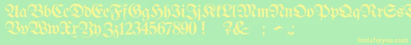 ProclamateLightLight-Schriftart – Gelbe Schriften auf grünem Hintergrund