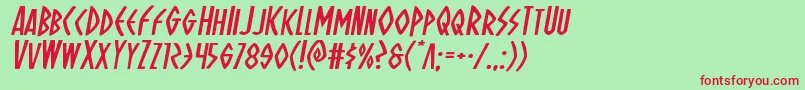Ohmightyisisexpandital-Schriftart – Rote Schriften auf grünem Hintergrund